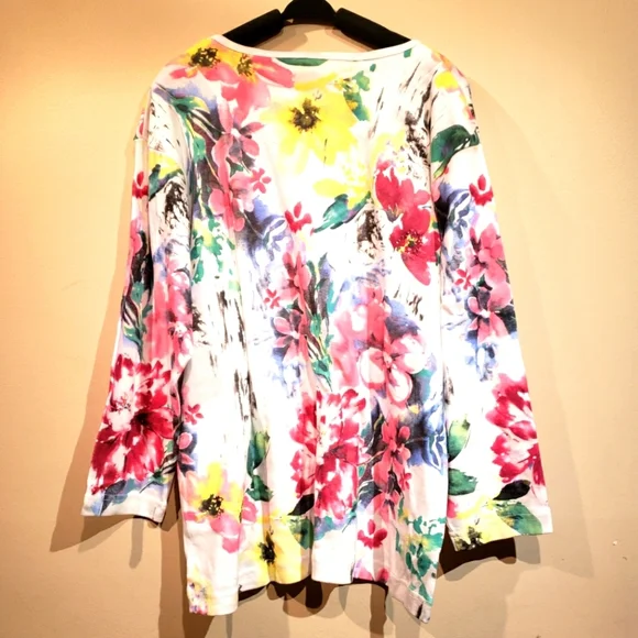 Endless Designs Womens White Floral Shirt Blouse - Picture 4 of 7